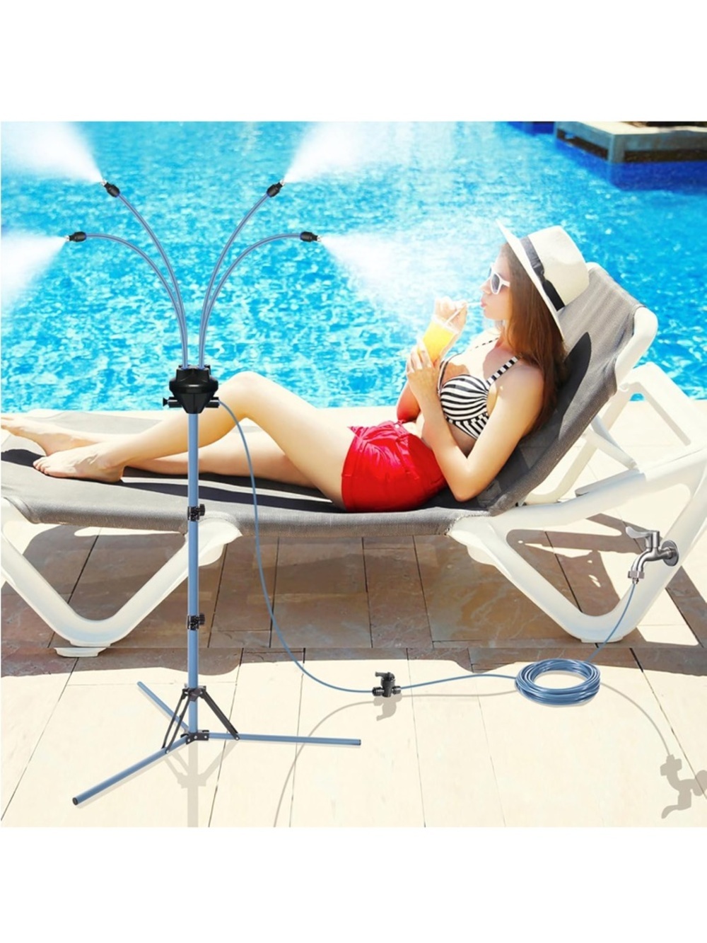Brand New Standing Mister Outside Patio Deck 5.3 Ft Outdoor Cooling Water System